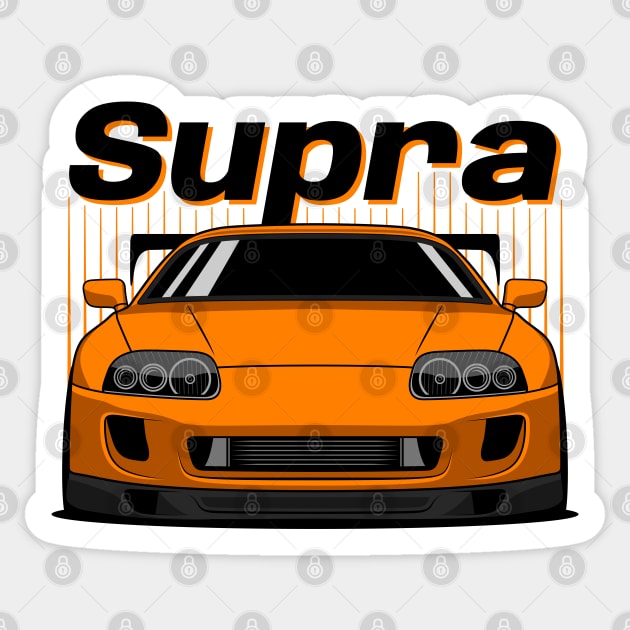 JDM Orange Supra Sticker by GoldenTuners